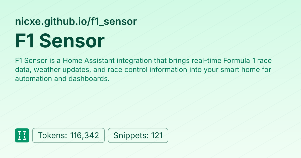 Admin - websites/nicxe_github_io_f1_sensor | Context7 | Context7