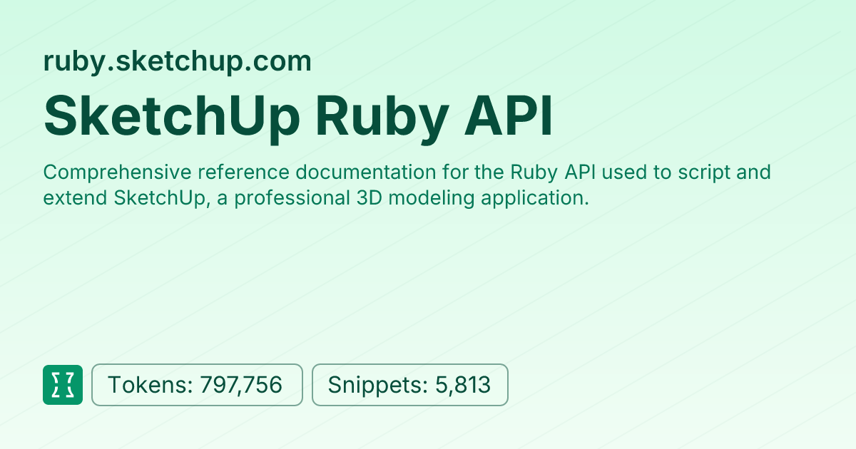 SketchUp Ruby API (websites/ruby_sketchup) | Context7