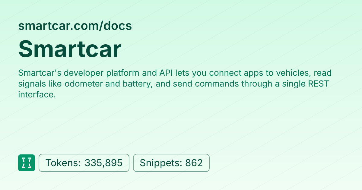 Smartcar (websites/smartcar) | Context7