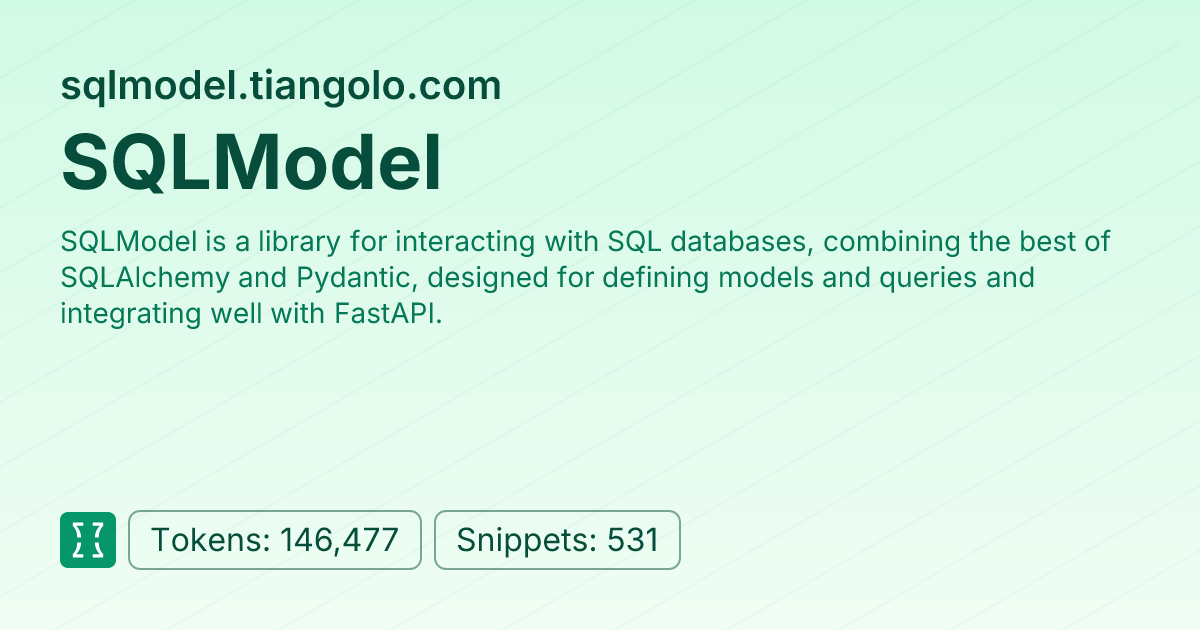 SQLModel (websites/sqlmodel_tiangolo) | Context7