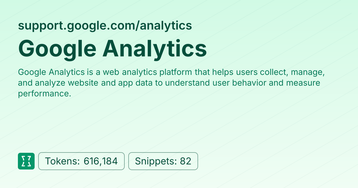 Google Analytics (websites/support_google_analytics) | Context7