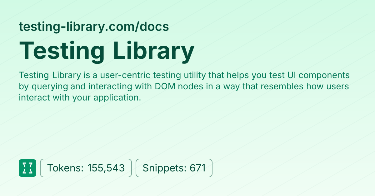 Admin - websites/testing-library | Context7 | Context7