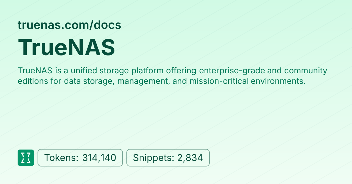 Admin - websites/truenas | Context7 | Context7