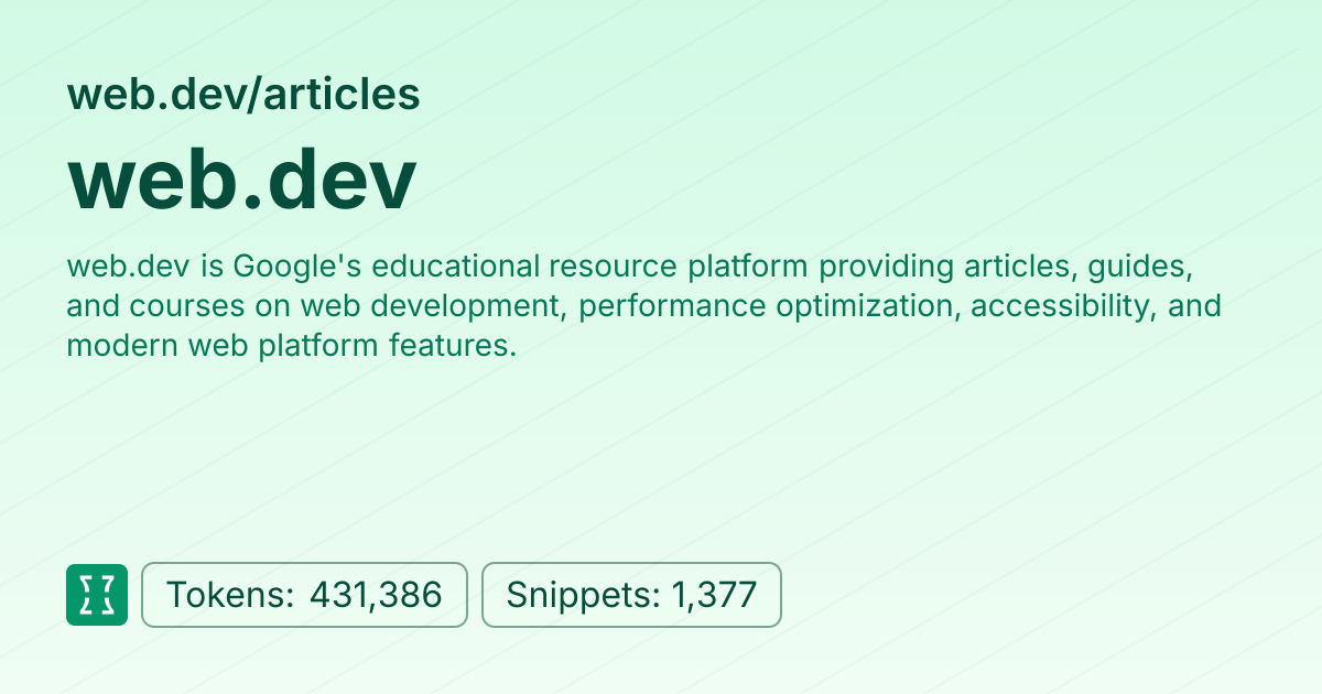 Admin - websites/web_dev_articles | Context7 | Context7