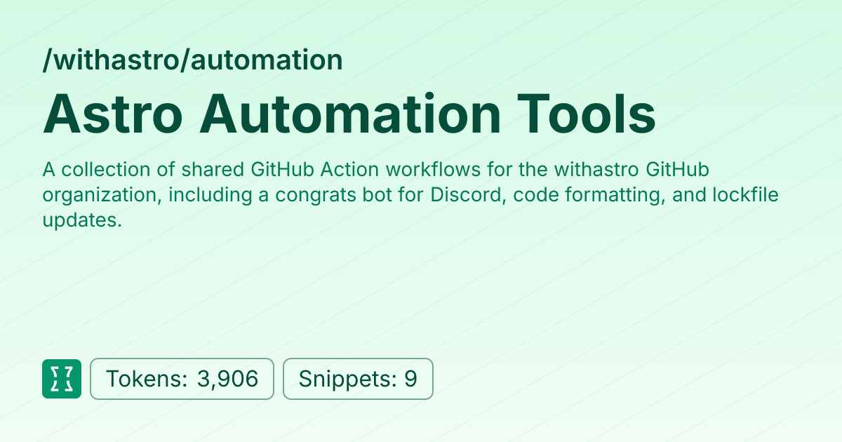 Admin - withastro/automation | Context7 | Context7